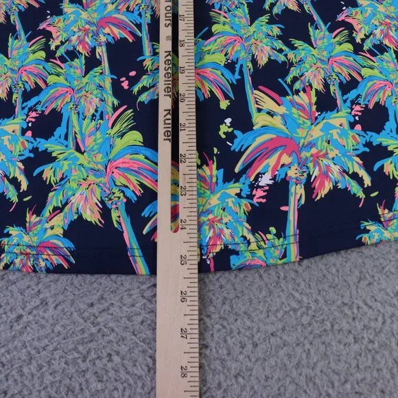 Anthony’s Resort Wear Top Womens M Blue Multicolor Palm Tree Ruffle V Neck - Picture 8 of 9